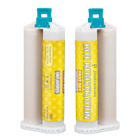 2 Unflavored Fast Set Bite Registration Material 50ml Cartridges by PlastCare USA - My DDS Supply