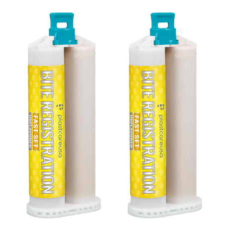 2 Unflavored Fast Set Bite Registration Material 50ml Cartridges by PlastCare USA - My DDS Supply