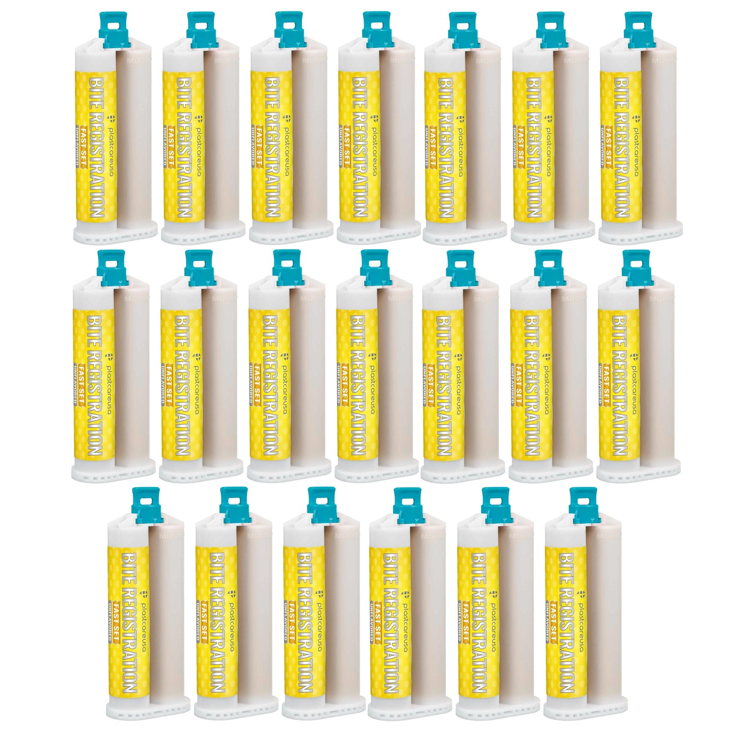 20 Bulk Unflavored Fast Set Bite Registration Material 50ml Cartridges by PlastCare USA - My DDS Supply