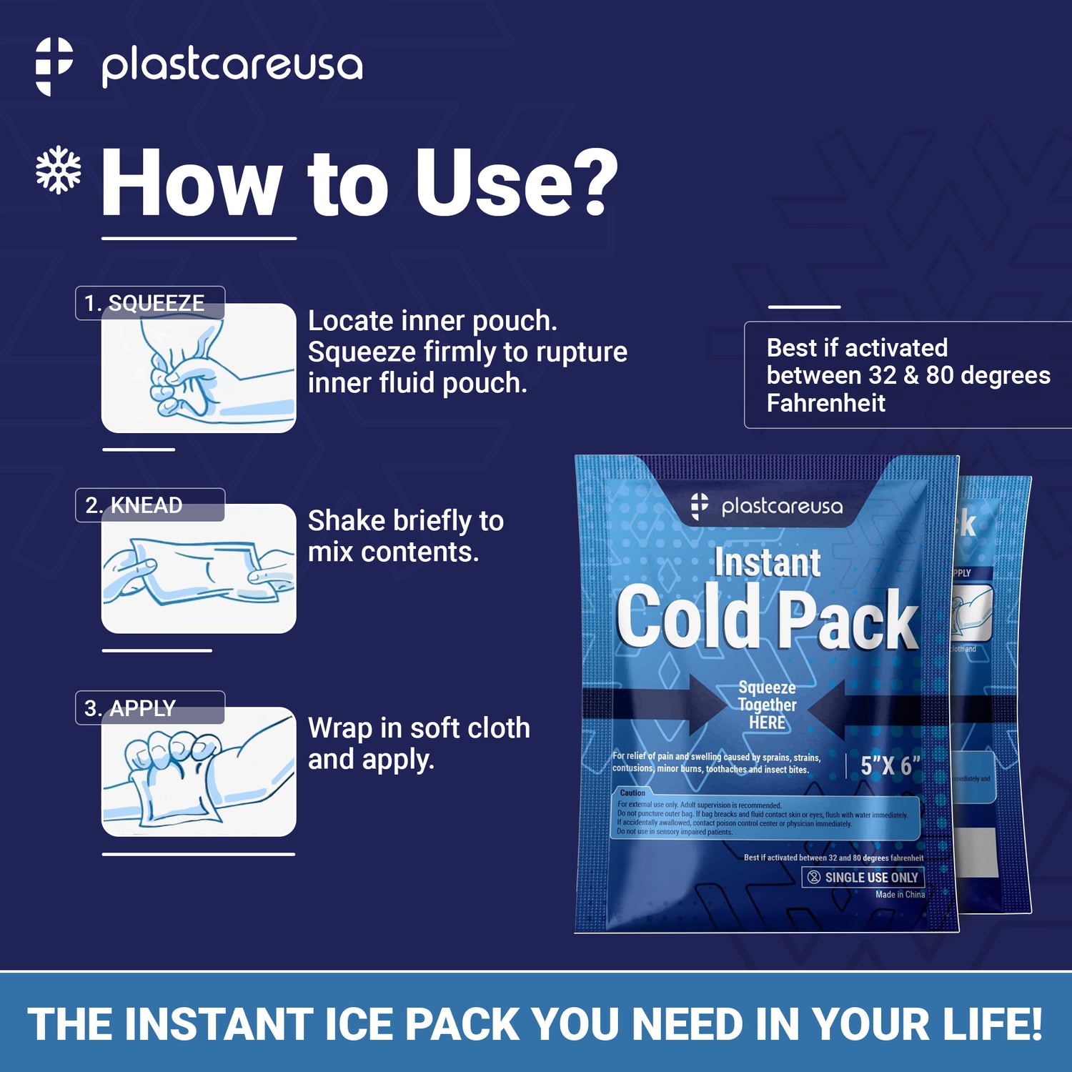 6" x 9" Instant Cold Packs for Pain Relief, Swelling, Sprains (Case of 25 Disposable Packs) - My DDS Supply