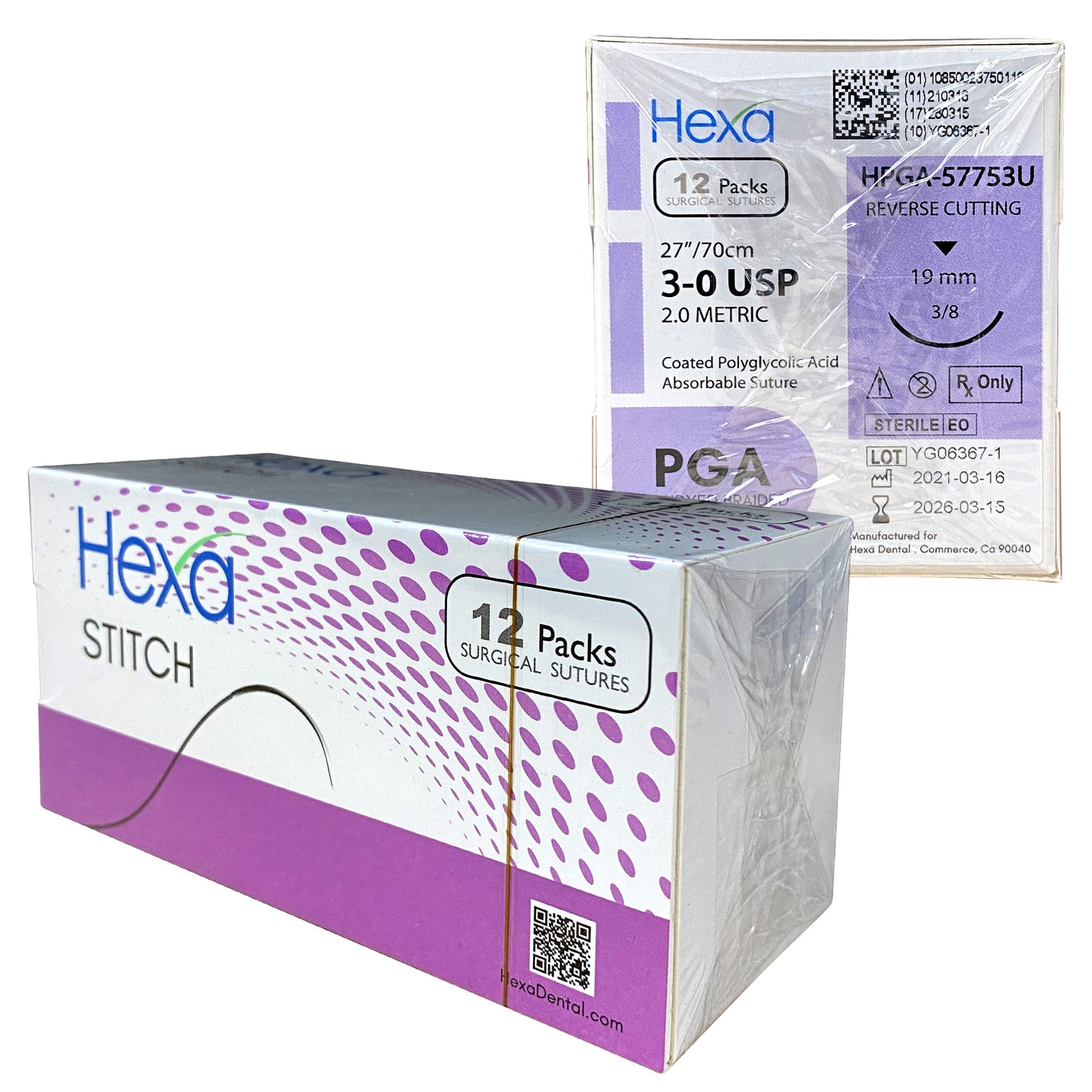 3/0 30" C-6 PGA Reverse Cutting Sutures with C6 Needle (Box of 12) - My DDS Supply
