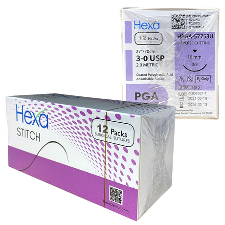 3/0 30" C-6 PGA Reverse Cutting Sutures with C6 Needle (Box of 12) - My DDS Supply