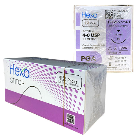 4/0 30" C-6 PGA Undyed Braided Sutures with C6 Needle (Box of 12) - My DDS Supply