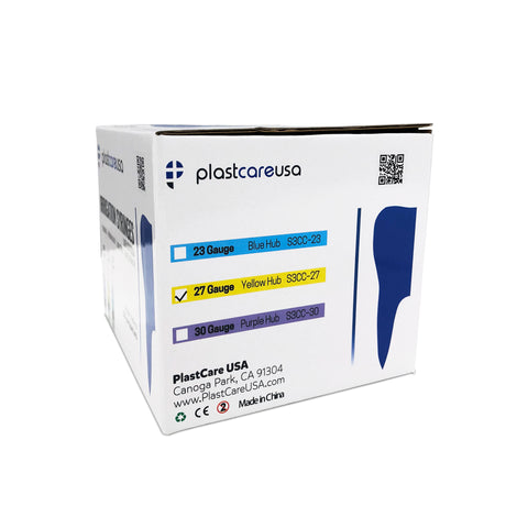 100 x 3cc 27 Gauge Irrigation Syringes & Tips, Yellow (1 Box) by PlastCare USA - My DDS Supply