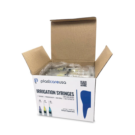 100 x 3cc 27 Gauge Irrigation Syringes & Tips, Yellow (1 Box) by PlastCare USA - My DDS Supply
