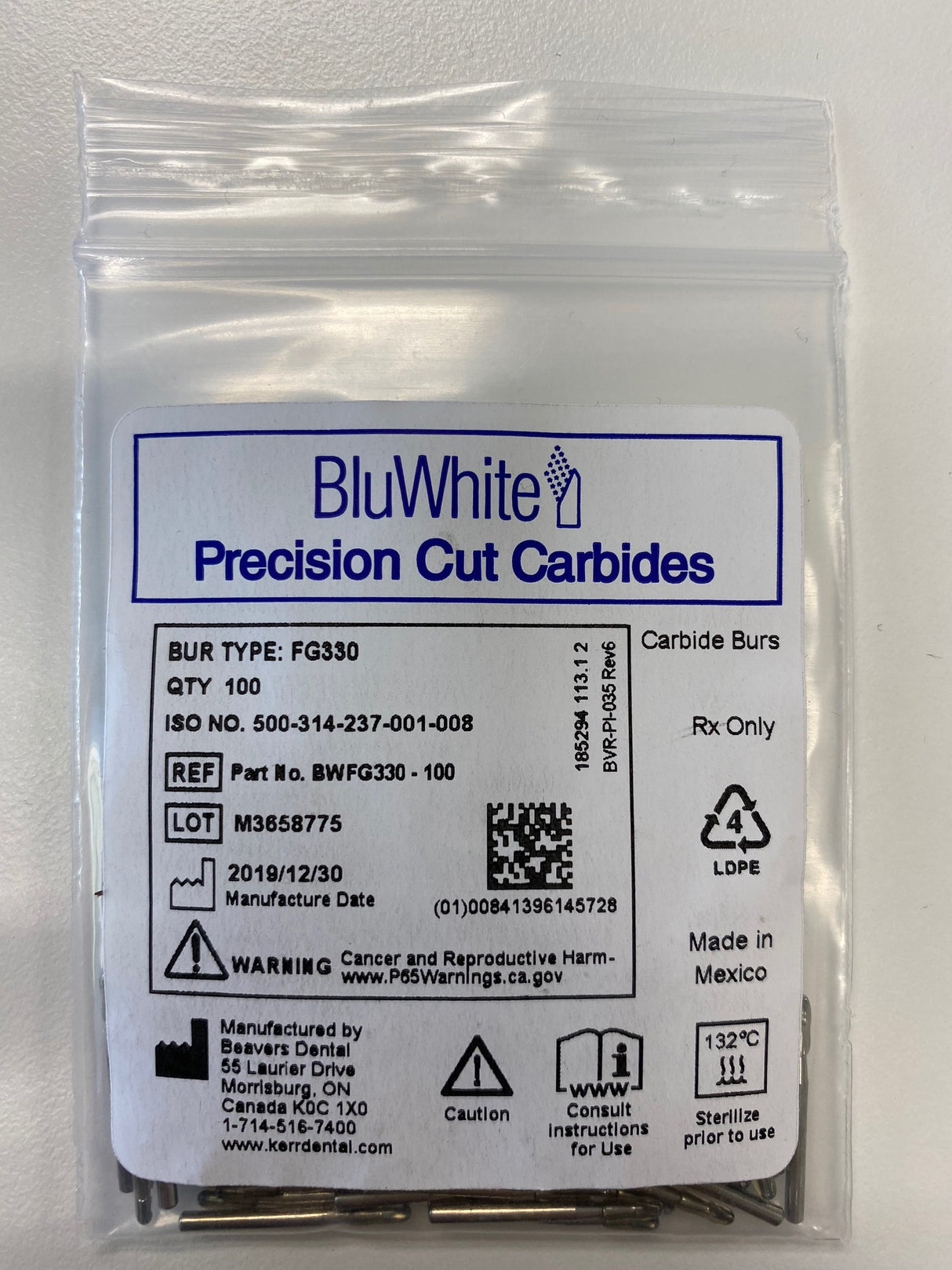 Beaver FG 330 Carbide Burs Clinical Length Straight Flat End Cross Cut Fissure 100/pack - My DDS Supply