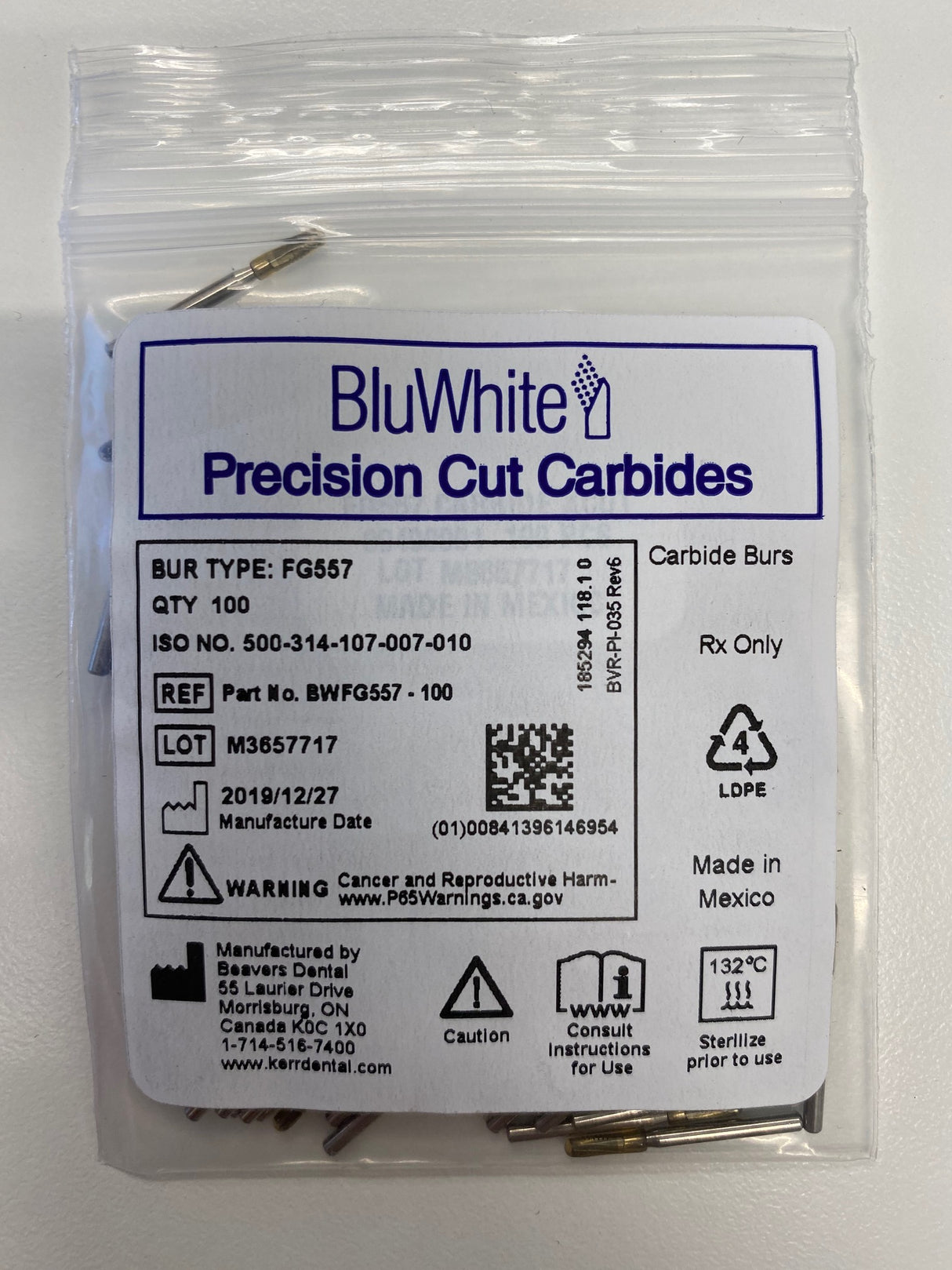 Beaver FG 557 Carbide Burs Clinical Length Straight Flat End Cross Cut Fissure 100/pack - My DDS Supply
