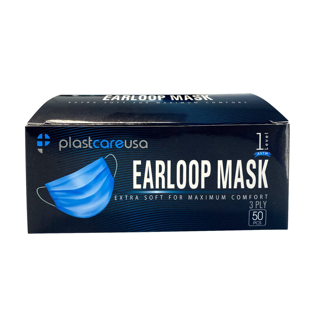 SLIGHTLY DAMAGED BOX-NEW ASTM Level 1 Black Surgical Face Mask by PlastCare USA (Box of 50) - My DDS Supply