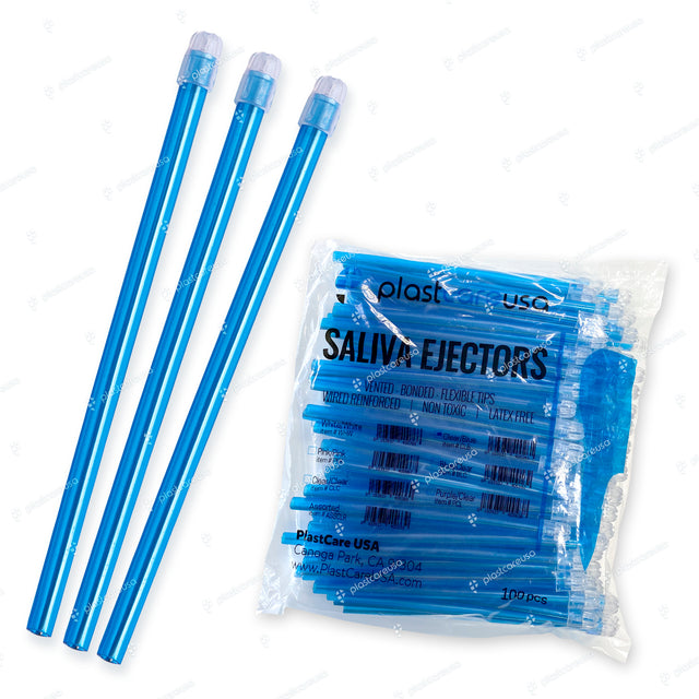 1000 Blue Clear Saliva Ejectors (10 Bags) by PlastCare USA - My DDS Supply