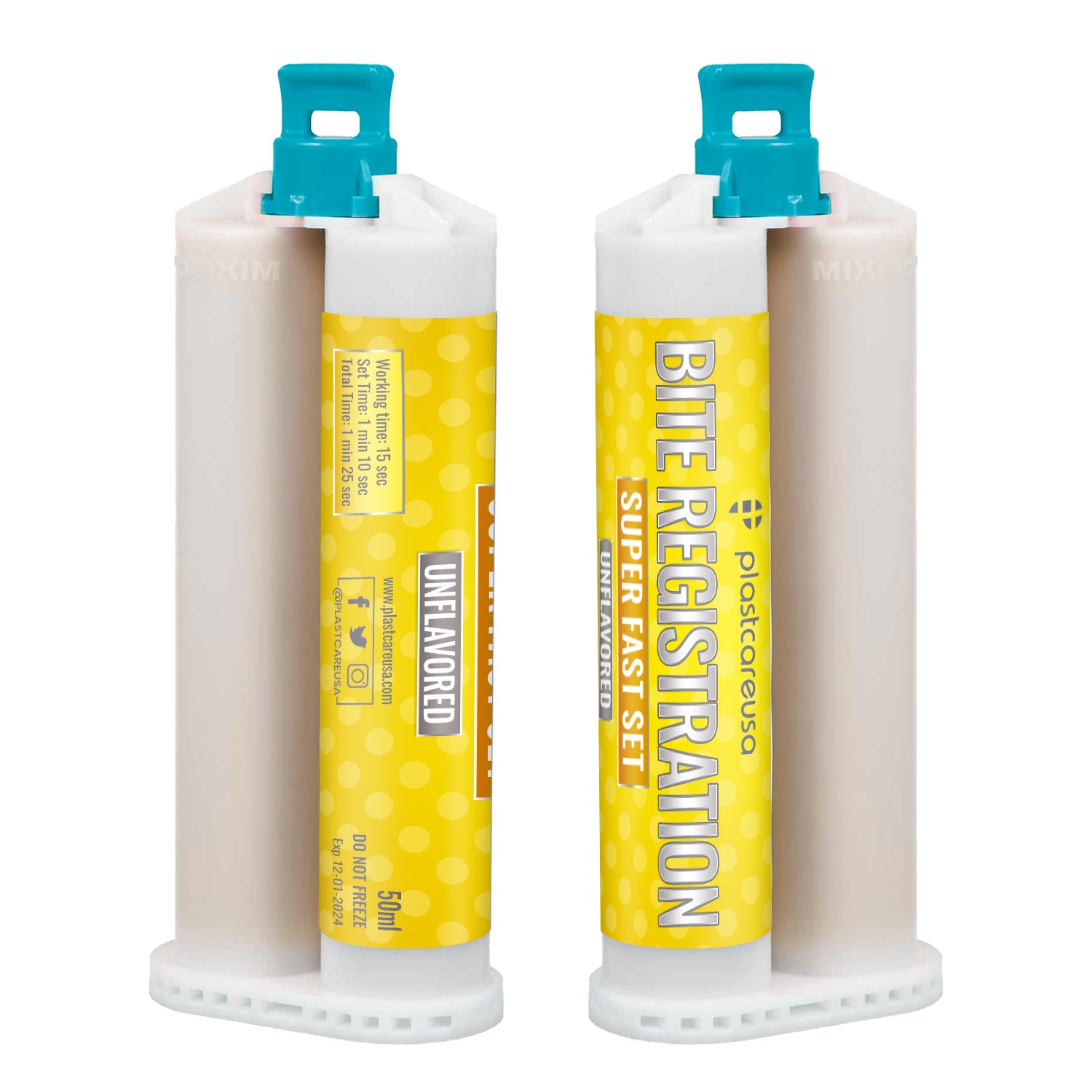 4 Unflavored Super Fast Set Bite Registration Material 50ml Cartridges by PlastCare USA - My DDS Supply