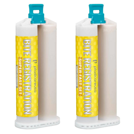 2 Unflavored Super Fast Set Bite Registration Material 50ml Cartridges by PlastCare USA - My DDS Supply