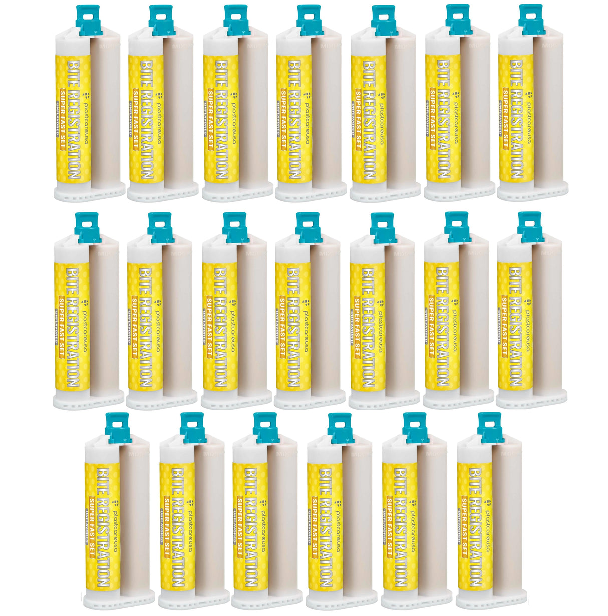 20 Bulk Unflavored Super Fast Set Bite Registration Material 50ml Cartridges by PlastCare USA - My DDS Supply