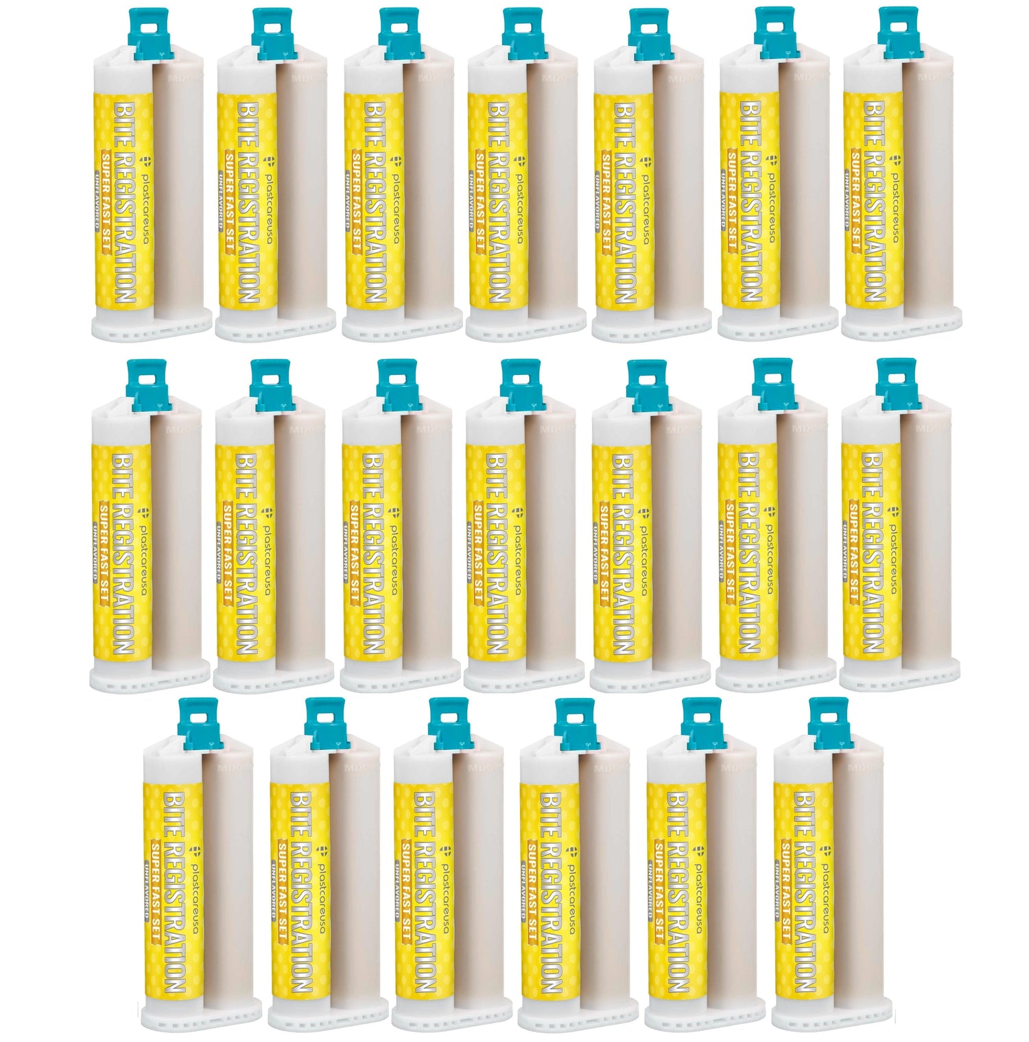 20 Bulk Unflavored Super Fast Set Bite Registration Material 50ml Cartridges by PlastCare USA - My DDS Supply