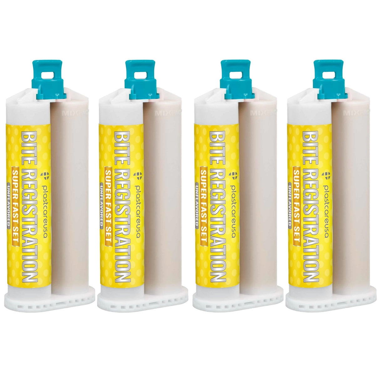 4 Unflavored Super Fast Set Bite Registration Material 50ml Cartridges by PlastCare USA - My DDS Supply