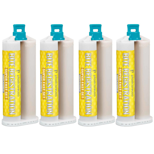 4 Unflavored Super Fast Set Bite Registration Material 50ml Cartridges by PlastCare USA - My DDS Supply