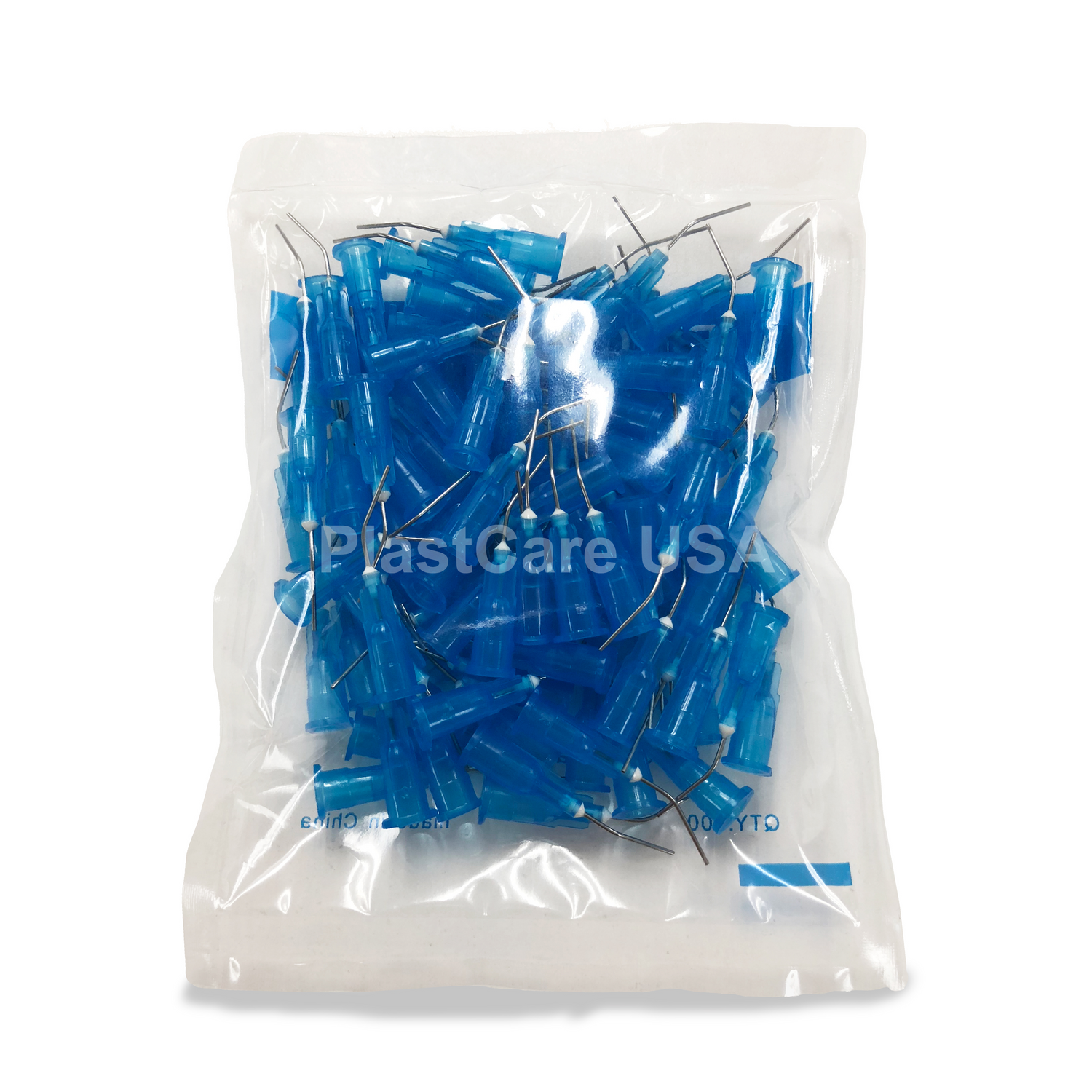 100 x Blue Etch Pre-Bent Applicator Needle Tips, 25 Gauge (1 Bag of 100) - My DDS Supply