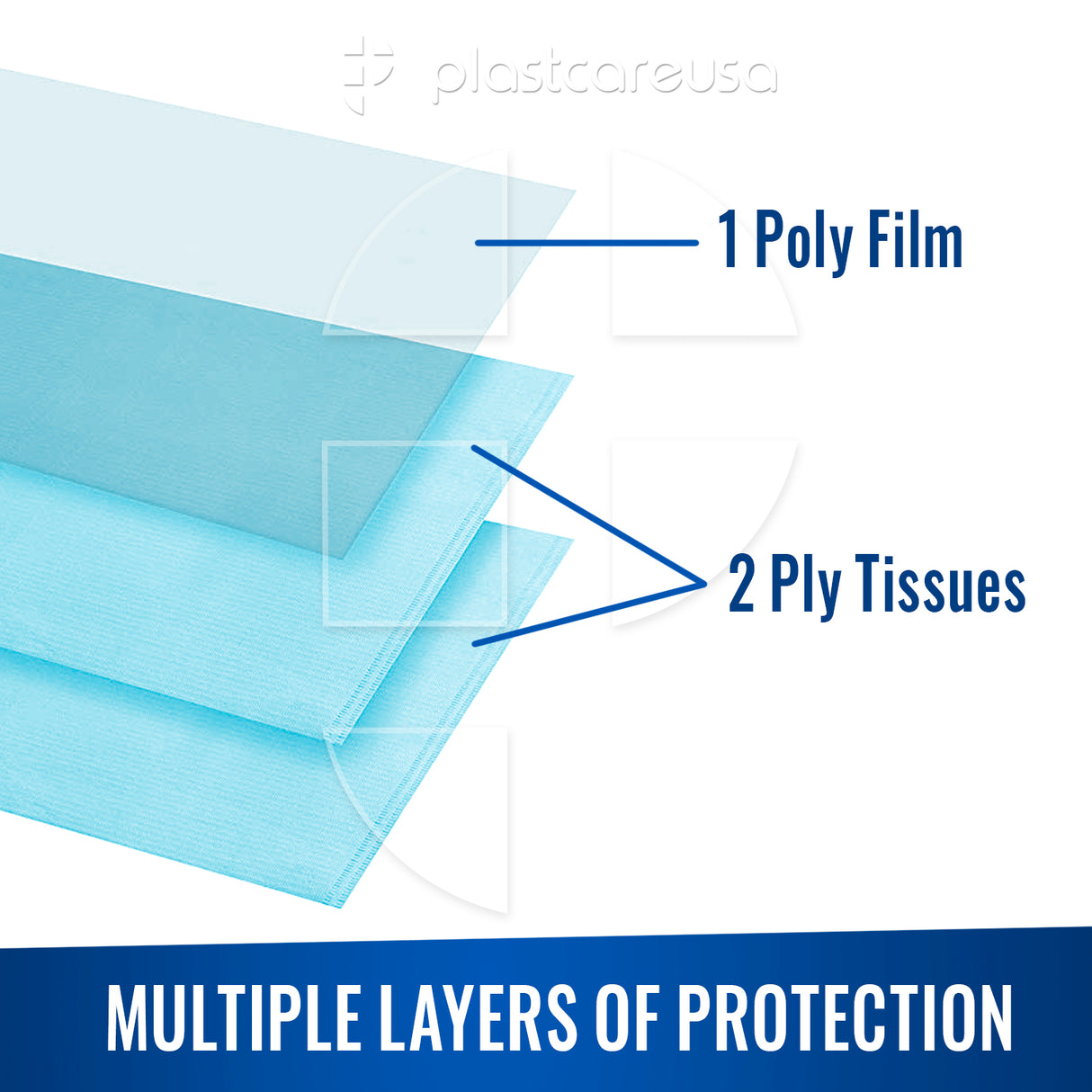 500 Blue 3-Ply 13x18 Dental Patient Towel Bibs (Case of 500) by PlastCare USA - My DDS Supply