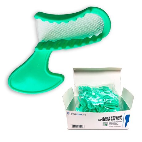50 x Short Posterior Green Bite Registration Impression Trays (1 Box) - My DDS Supply