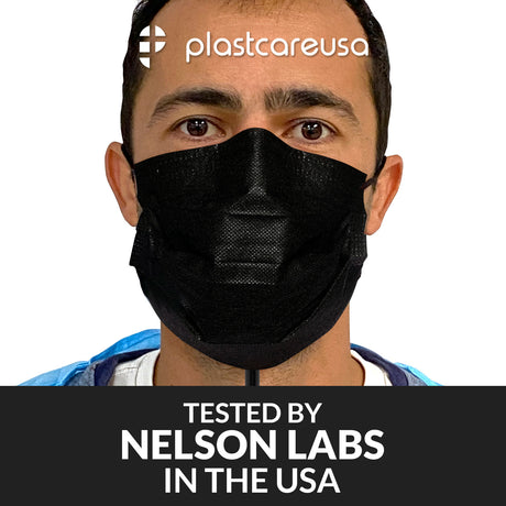 Black 4-Ply ASTM Level 3 Surgical Masks Box of 50 by PlastCare USA - My DDS Supply
