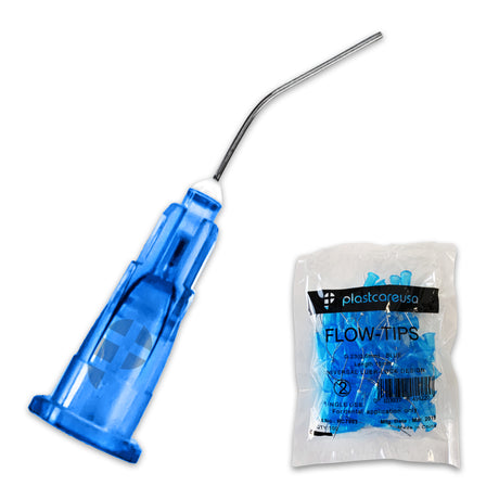 100 x Blue Etch Pre-Bent Applicator Needle Tips, 25 Gauge (1 Bag of 100) - My DDS Supply