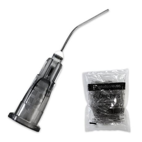 100 x Grey Flow Pre-Bent Applicator Needle Tips, 27 Gauge (1 Bag of 100) by PlastCare USA - My DDS Supply