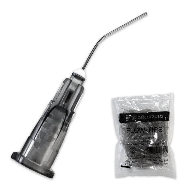 500 x Grey Flow Pre-Bent Applicator Needle Tips, 27 Gauge (5 Bags of 100) - My DDS Supply