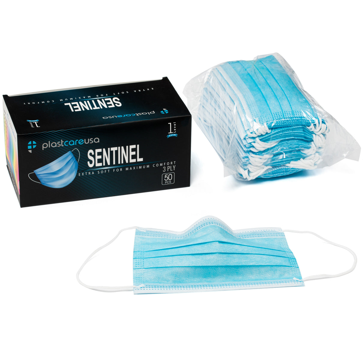 ASTM Level 1 Blue Surgical Earloop Face Mask By PlastCare USA (Box of 50) - My DDS Supply