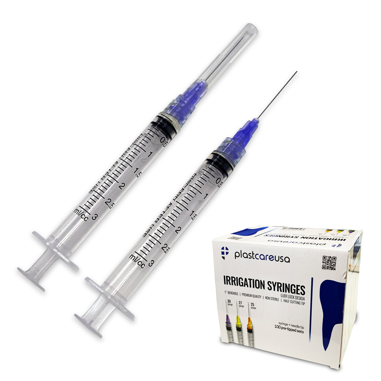 2000 x 3cc 30 Gauge Irrigation Syringes & Tips, Purple (20 Boxes) - My DDS Supply