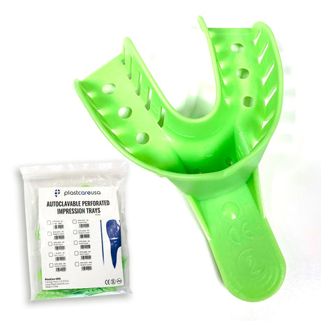 #2 Large Lower Autoclave Perforated Impression Trays (Bag of 12) by PlastCare USA - My DDS Supply