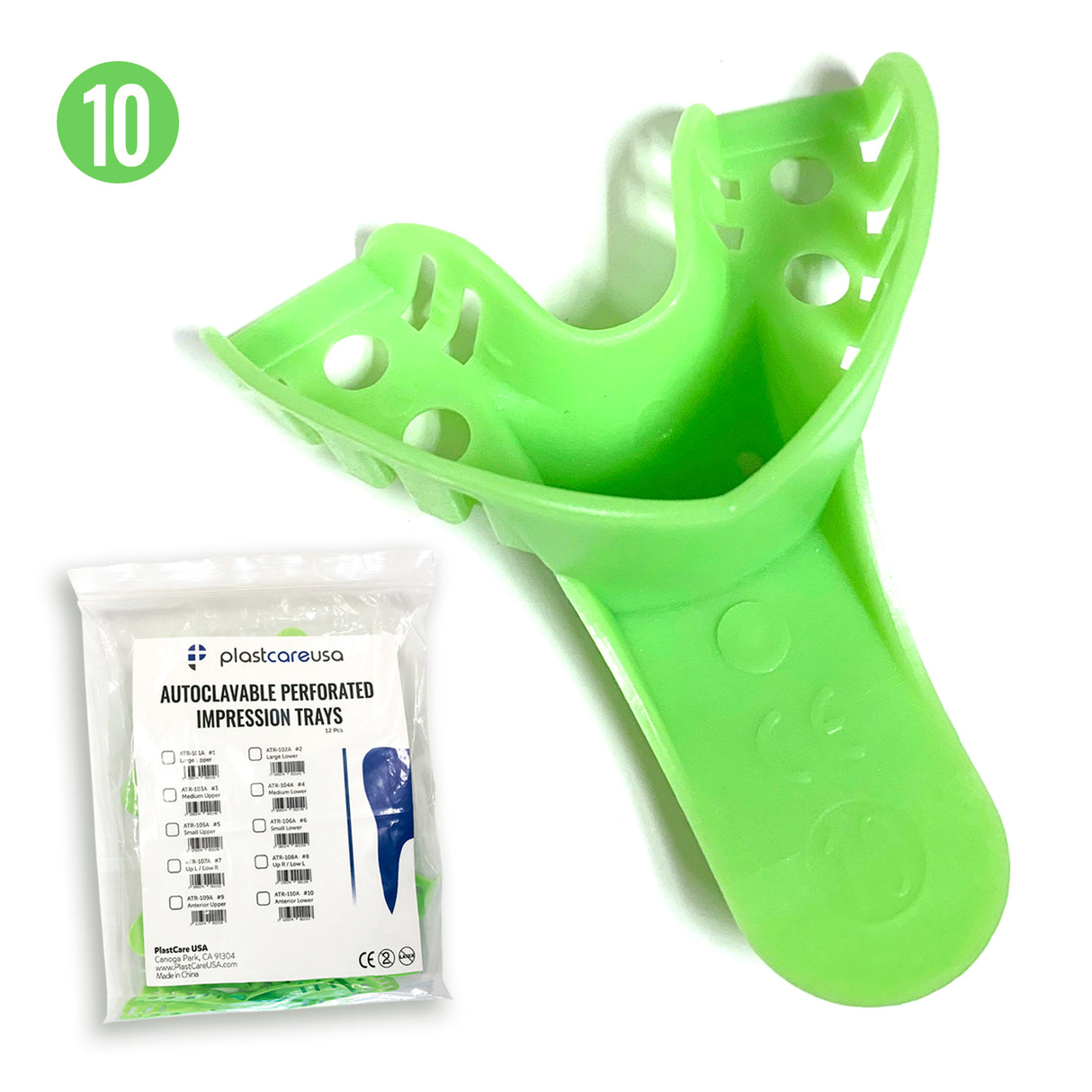Anterior Lower #10 Autoclave Perforated Impression Trays