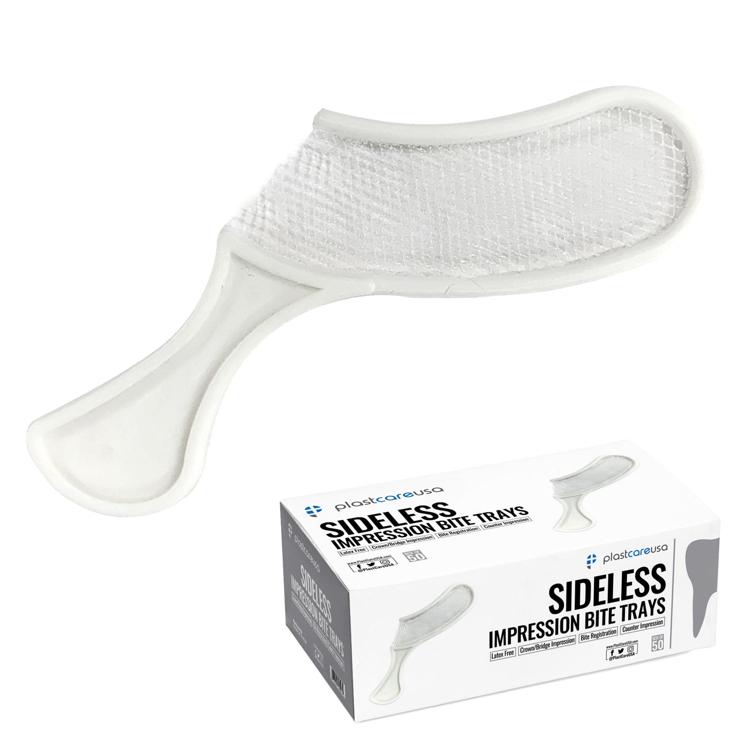 35 x Sideless White Bite Registration Impression Trays (1 Box) - My DDS Supply