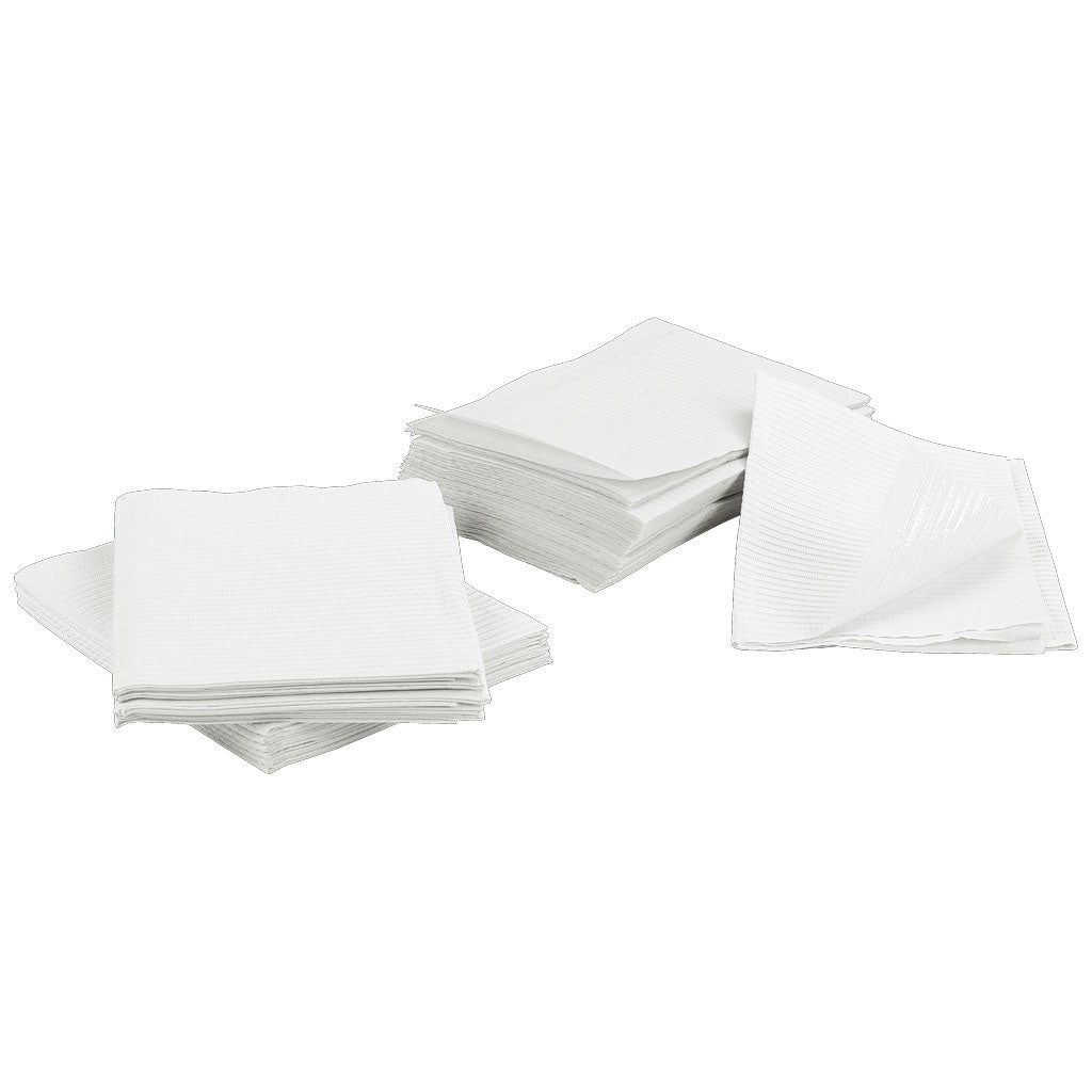 500 White 3-Ply 13x18 Dental Patient Towel Bibs (Case of 500) by PlastCare USA - My DDS Supply