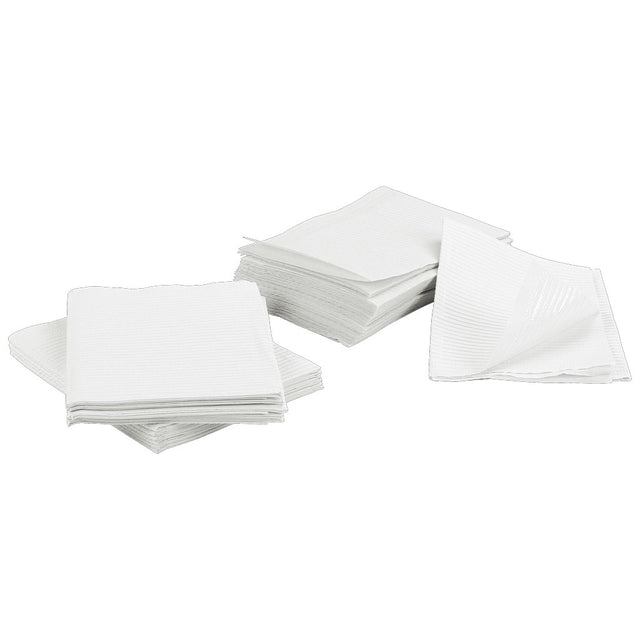 500 White 3-Ply 13x18 Dental Patient Towel Bibs (Case of 500) by PlastCare USA - My DDS Supply