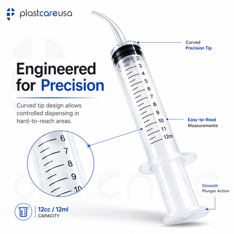 1000 x Curved Tip 12cc Monoject Style Utility Syringes (20 Boxes of 50) by PlastCare USA - My DDS Supply