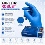 1000 Large 5 mil Aurelia Robust Blue Nitrile Powder Free Examination Gloves