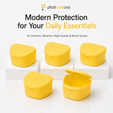 Yellow 40 Pack Bulk Denture Case Bath Holders for Retainers Teeth Guards (Individually Sealed)