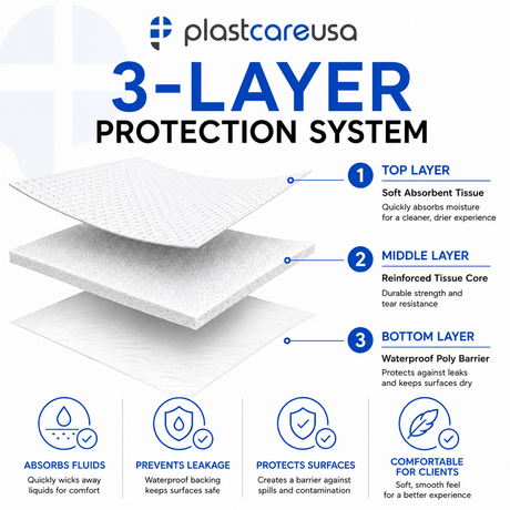 2000 White 3-Ply 13x18 Dental Patient Towel Bibs (4 Case of 500 by PlastCare USA) - My DDS Supply