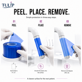 Tulip Blue Dental Barrier Film – 4" x 6" Self-Adhesive Sheets, 1,200/Box