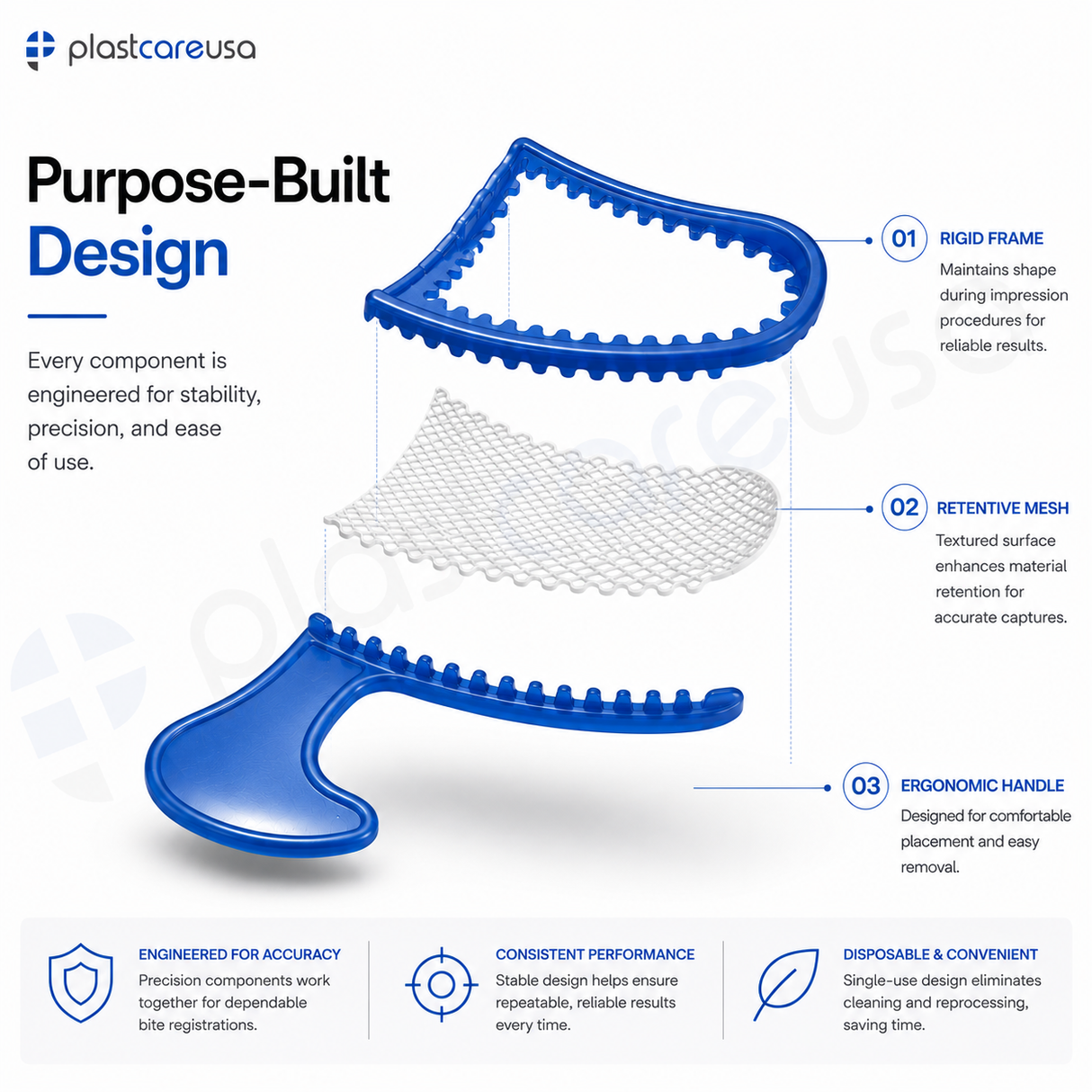 1000 x Posterior Blue Bite Registration Impression Trays (20 Boxes) by PlastCare USA