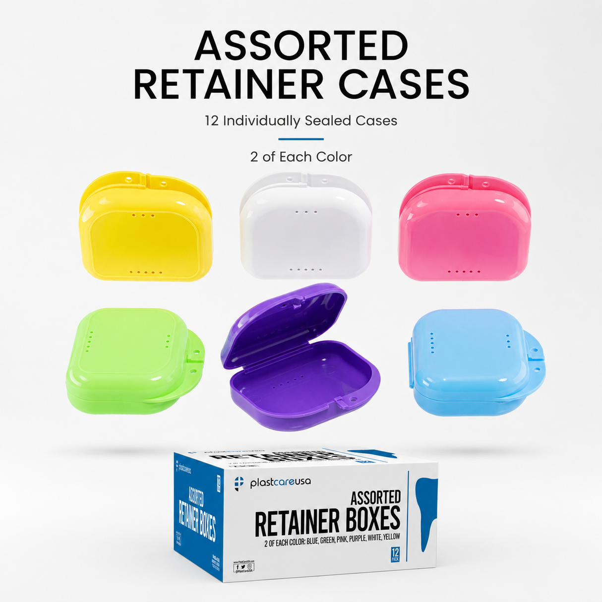 Sealed Assorted Dental Retainer Cases (Box of 12)