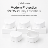 White 40 Pack Bulk Denture Case Bath Holders for Retainers Teeth Guards (Individually Sealed)