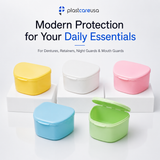 Assorted 40 Pack Bulk Denture Case Bath Holders for Retainers Teeth Guards (Individually Sealed) (8 of Each Color)