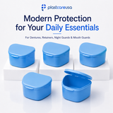 Blue 40 Pack Bulk Denture Case Bath Holders for Retainers Teeth Guards (Individually Sealed)