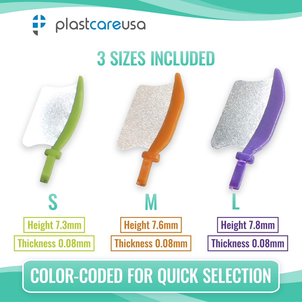 Small Autoclavable Dental Wedge Guards, Green Interproximal Diastema, 10/Pk