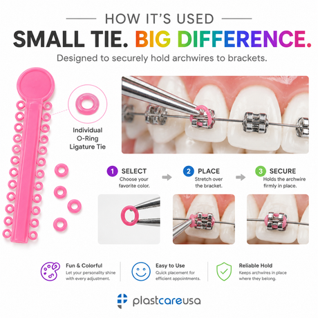 1040 Assorted Dental Ligature Rubber Ties Bands Braces Orthodontic Elastic, 1 Bag - My DDS Supply