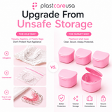 Pink 40 Pack Bulk Denture Case Bath Holders for Retainers Teeth Guards (Individually Sealed)
