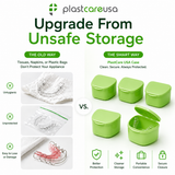 Green 40 Pack Bulk Denture Case Bath Holders for Retainers Teeth Guards (Individually Sealed)
