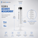 100 12ml (12cc) Luer Lock Disposable Syringes – Non-Sterile for Saline, Oral Medicine, and Precision Use