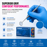 1000 XL Extra Large 5 mil Aurelia Robust Blue Nitrile Powder Free Examination Gloves