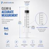 100 6ml (6cc) Luer Lock Disposable Syringes – Non-Sterile for Saline, Oral Medicine, and Precision Use